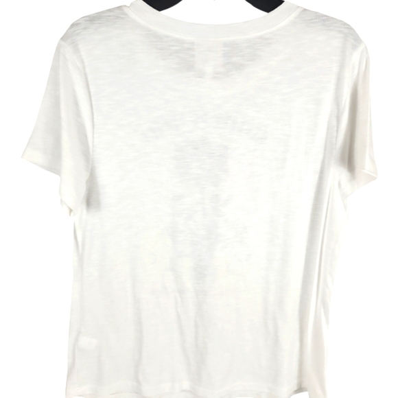 Trueselfs, Women's White Tee w/blue writing on the front of shirt and buttons!!! - Picture 2 of 8